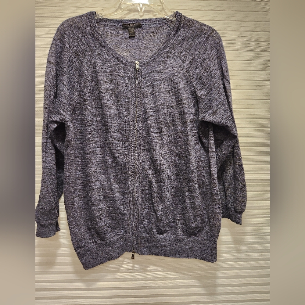 Women's J Crew Blueish Gray Zip-Up Cardigan